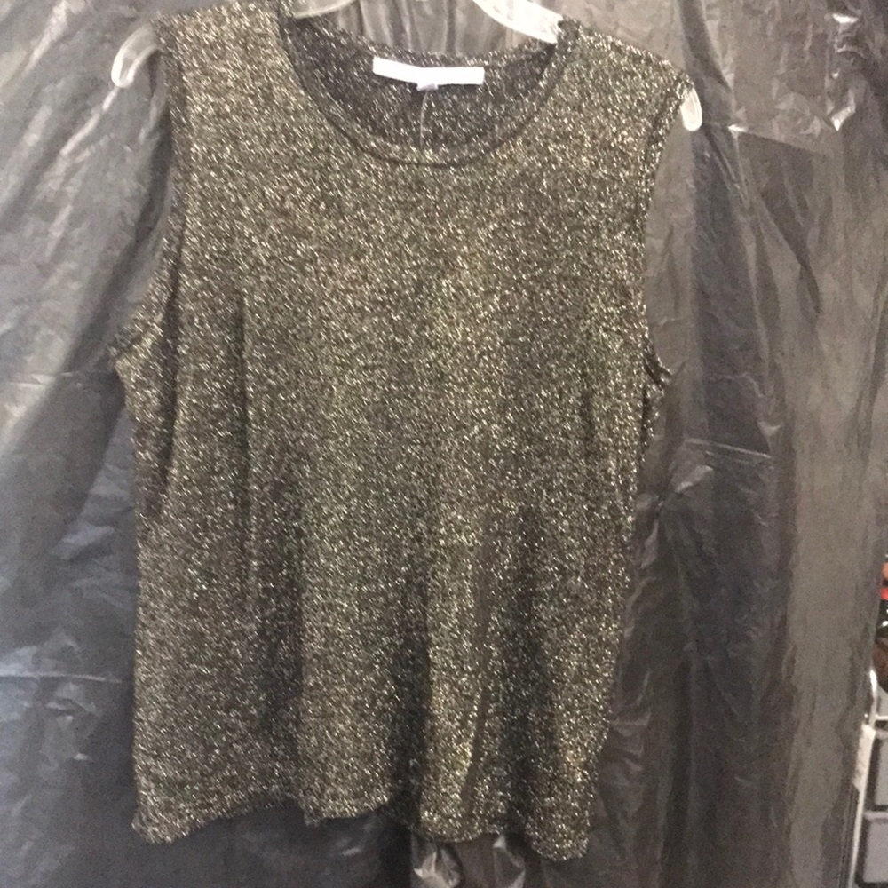 Women sleeve less Glitter Tank top size XL black glitter though out